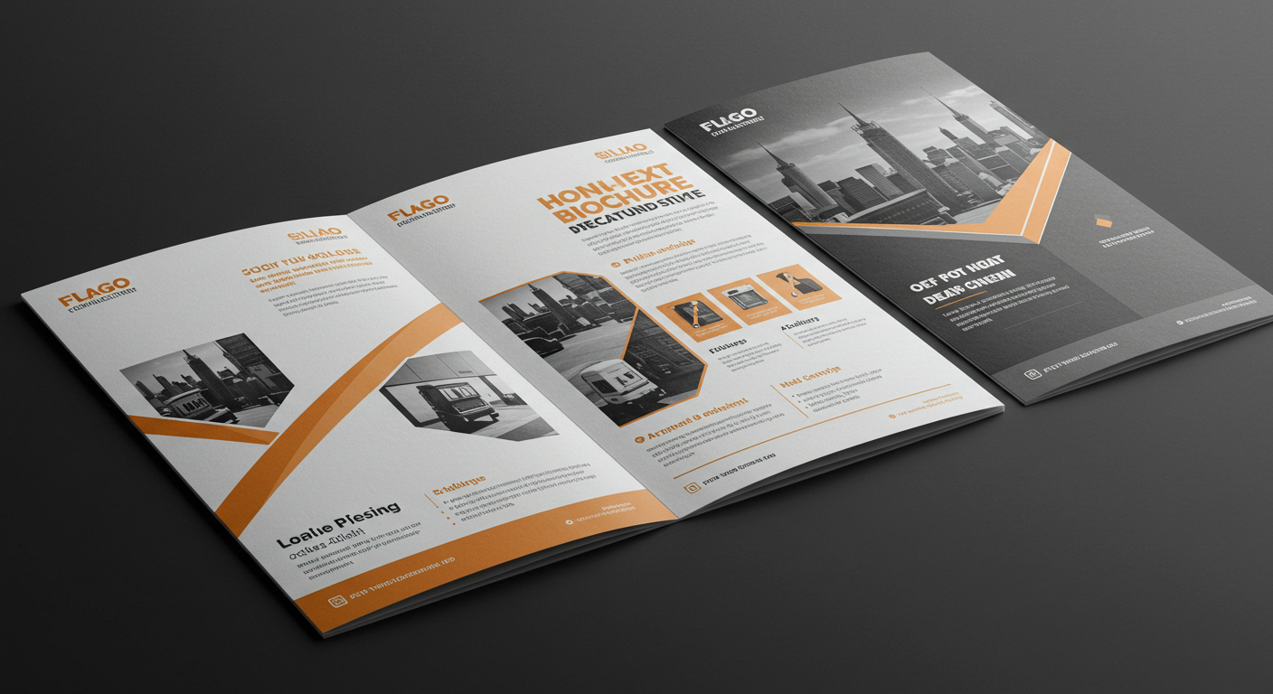 企業の会社案内パンフレットや製品紹介チラシのデザイン (推奨サイズ: 幅1200px以上)