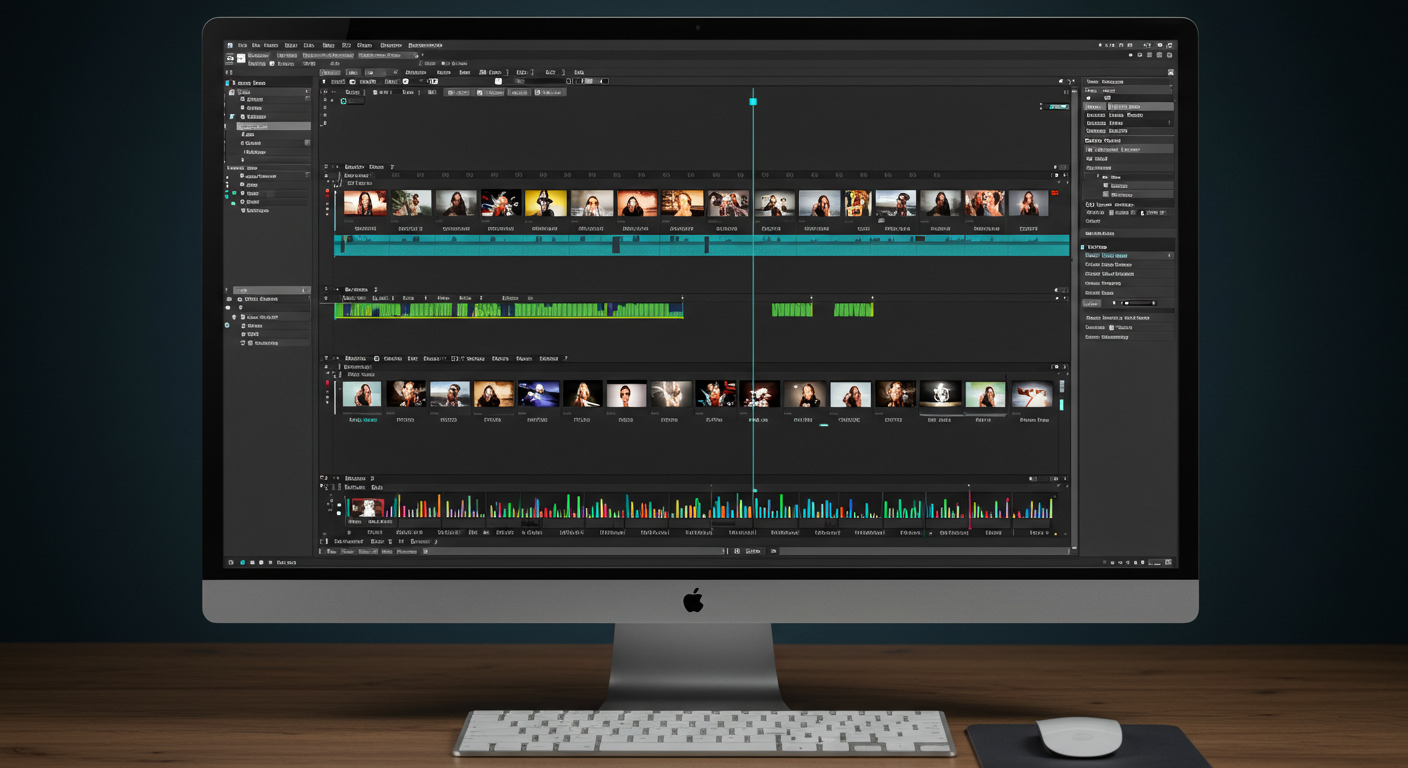 動画編集ソフトウェアの画面や撮影風景のイメージ (推奨サイズ: 幅1200px以上)