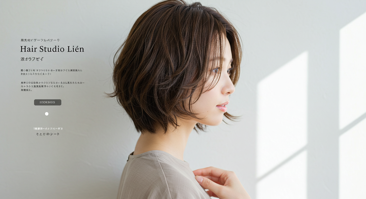 ヘアスタジオLien様のウェブサイト (推奨サイズ: 幅800px以上, アスペクト比4:3)