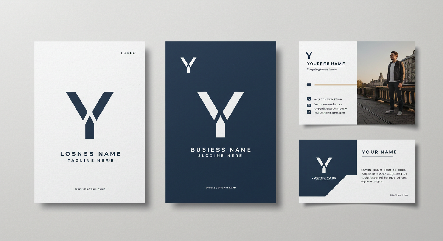 個人事業主Y様のロゴと名刺、リーフレット (推奨サイズ: 幅800px以上, アスペクト比4:3)