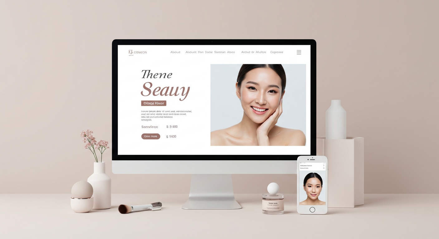 美容サロンの洗練されたウェブサイトデザイン事例 (推奨: 幅800px以上, アスペクト比4:3)